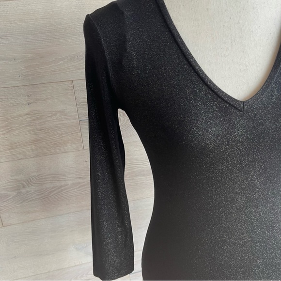 BODYSUIT Sparkly Black Leotard stretch size S - M TEZENIS Italy - Picture 6 of 12